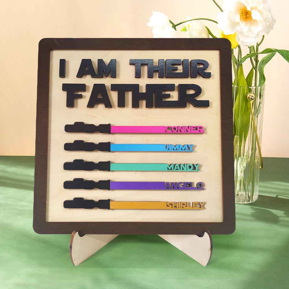 Father's Day Gifts Personalized Wood Plauqe I Am Their Father Sign Wooden Lightsaber Plaque