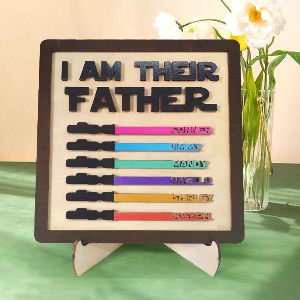 Father's Day Gifts Personalized Wood Plauqe I Am Their Father Sign Wooden Lightsaber Plaque