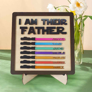 Father's Day Gifts Personalized Wood Plauqe I Am Their Father Sign Wooden Lightsaber Plaque