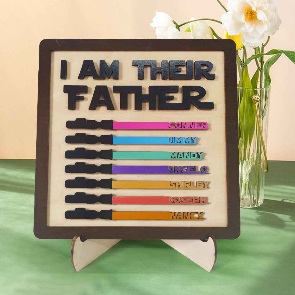 Father's Day Gifts Personalized Wood Plauqe I Am Their Father Sign Wooden Lightsaber Plaque