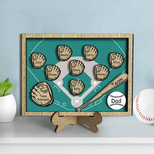 Personalized Wooden Family Name Sign Plaque Baseball Sign Father's Day Gift for Dad Grandpa