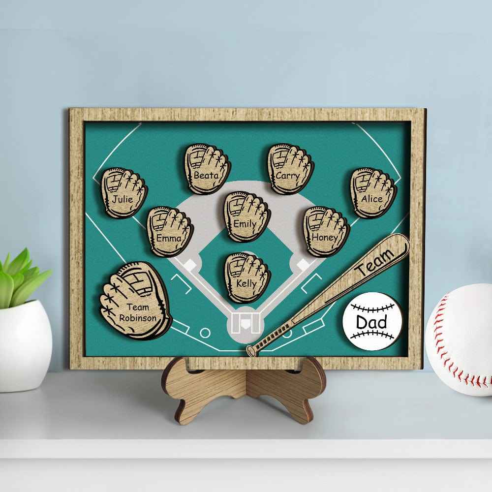 Personalized Wooden Family Name Sign Plaque Baseball Sign Father's Day Gift for Dad Grandpa