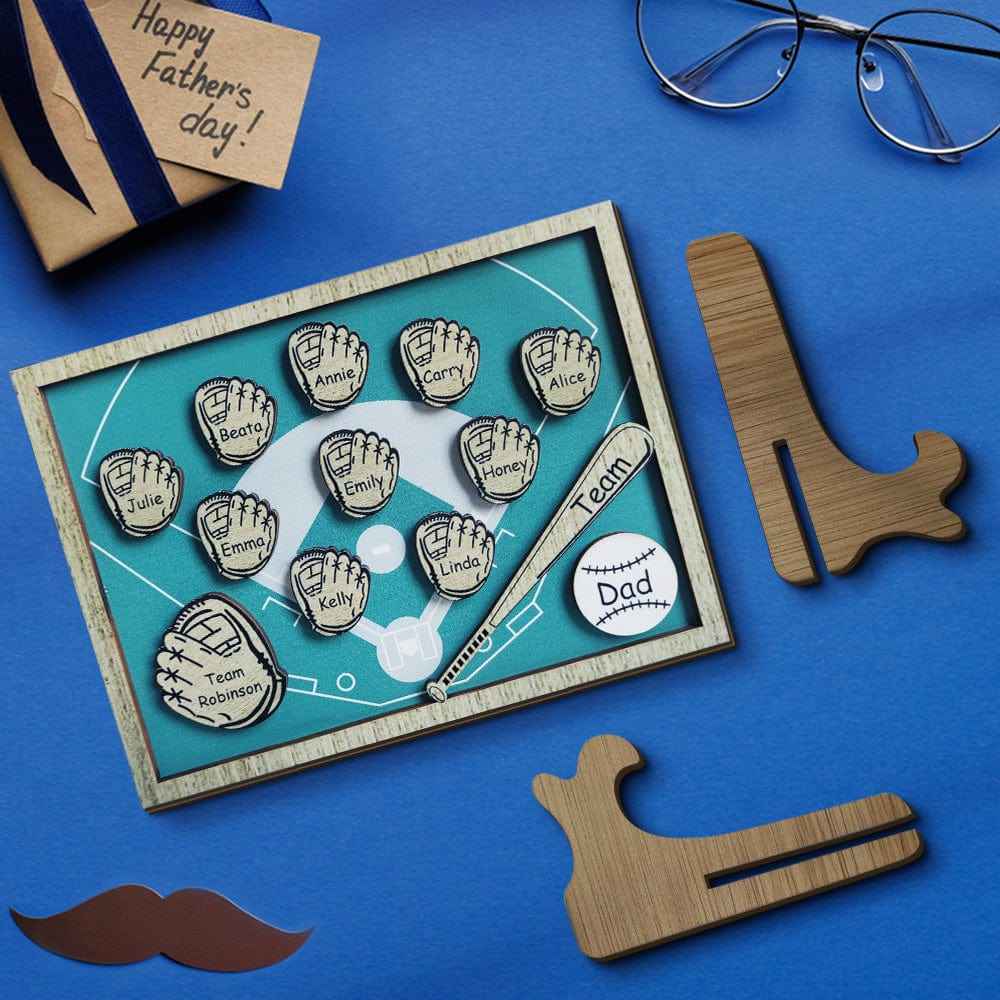 Personalized Wooden Family Name Sign Plaque Baseball Sign Father's Day Gift for Dad Grandpa