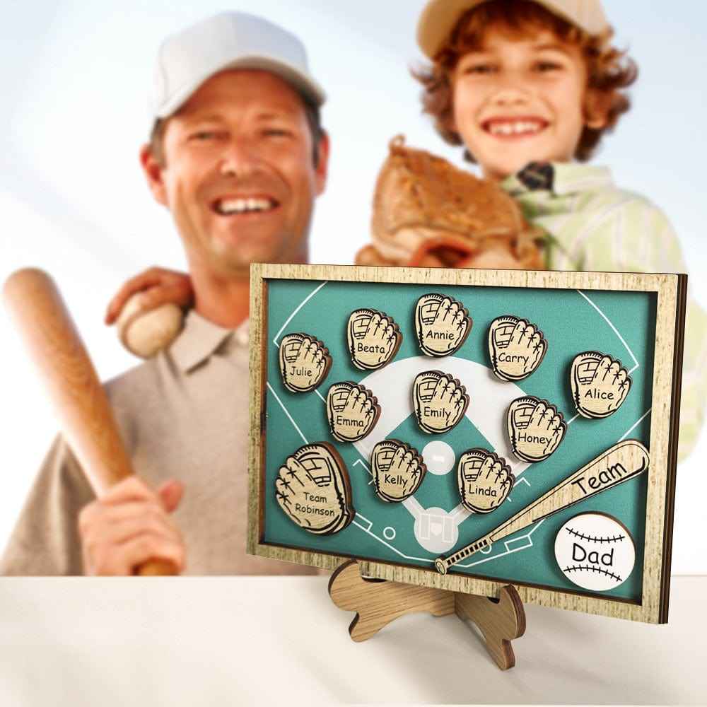 Personalized Wooden Family Name Sign Plaque Baseball Sign Father's Day Gift for Dad Grandpa
