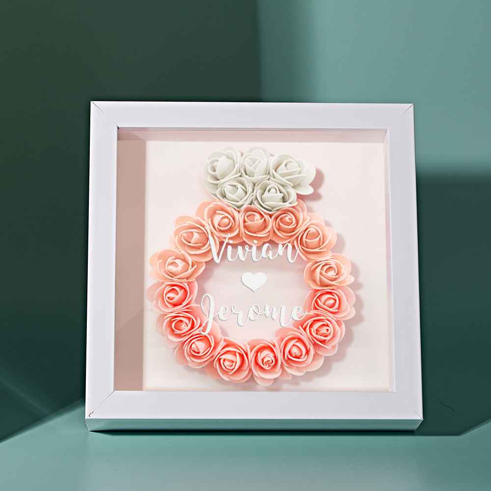Custom Flower Shadow Box Personalized Wedding Ring Flower Shadowbox Frame Gift