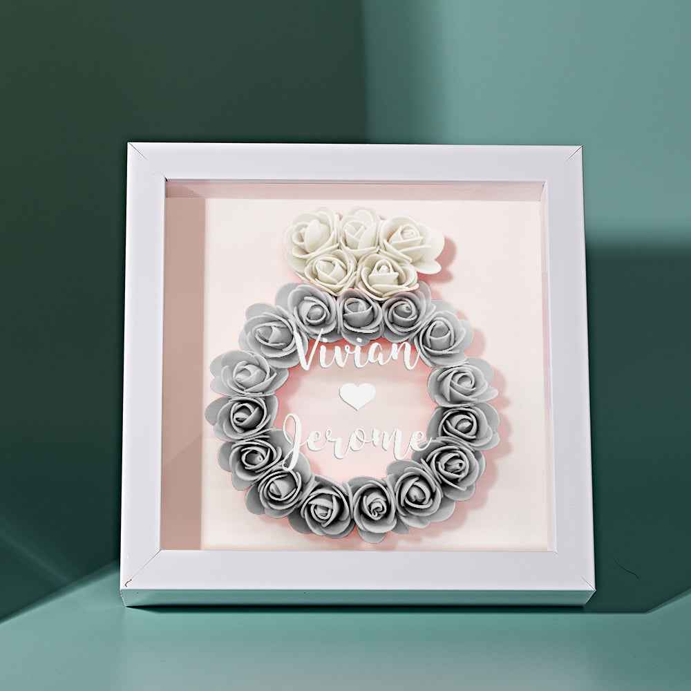 Custom Flower Shadow Box Personalized Wedding Ring Flower Shadowbox Frame Gift