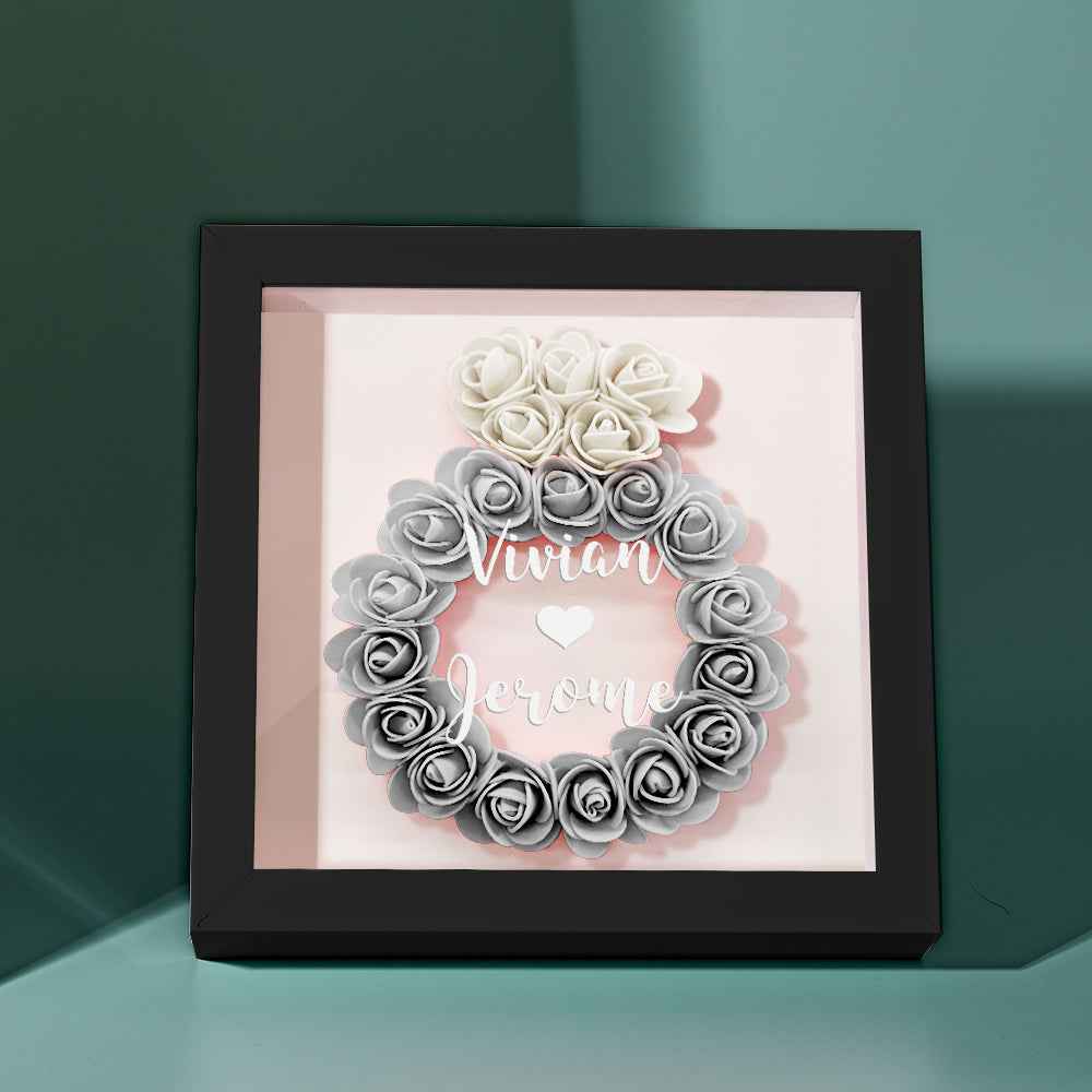Custom Flower Shadow Box Personalized Wedding Ring Flower Shadowbox Frame Gift
