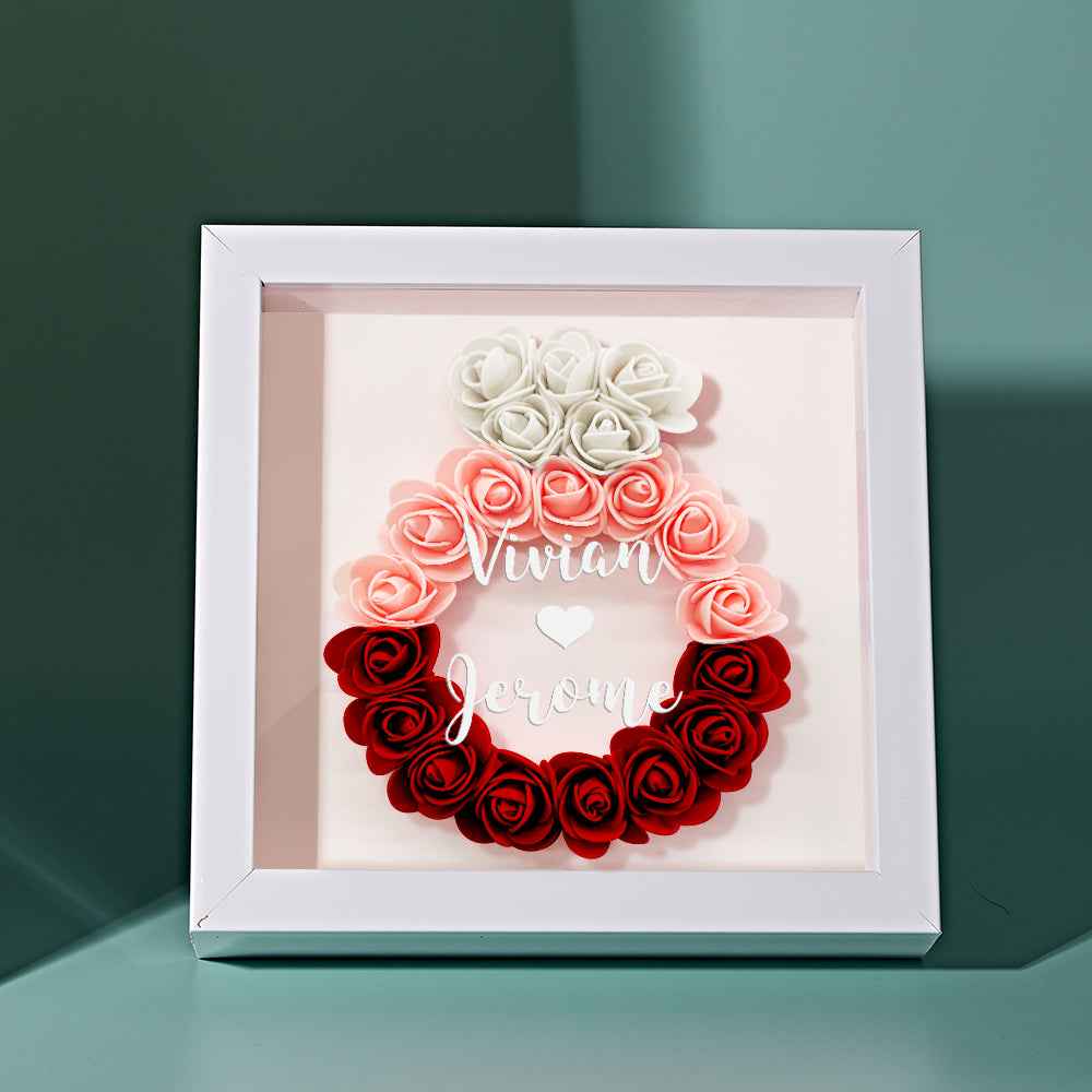 Custom Flower Shadow Box Personalized Wedding Ring Flower Shadowbox Frame Gift