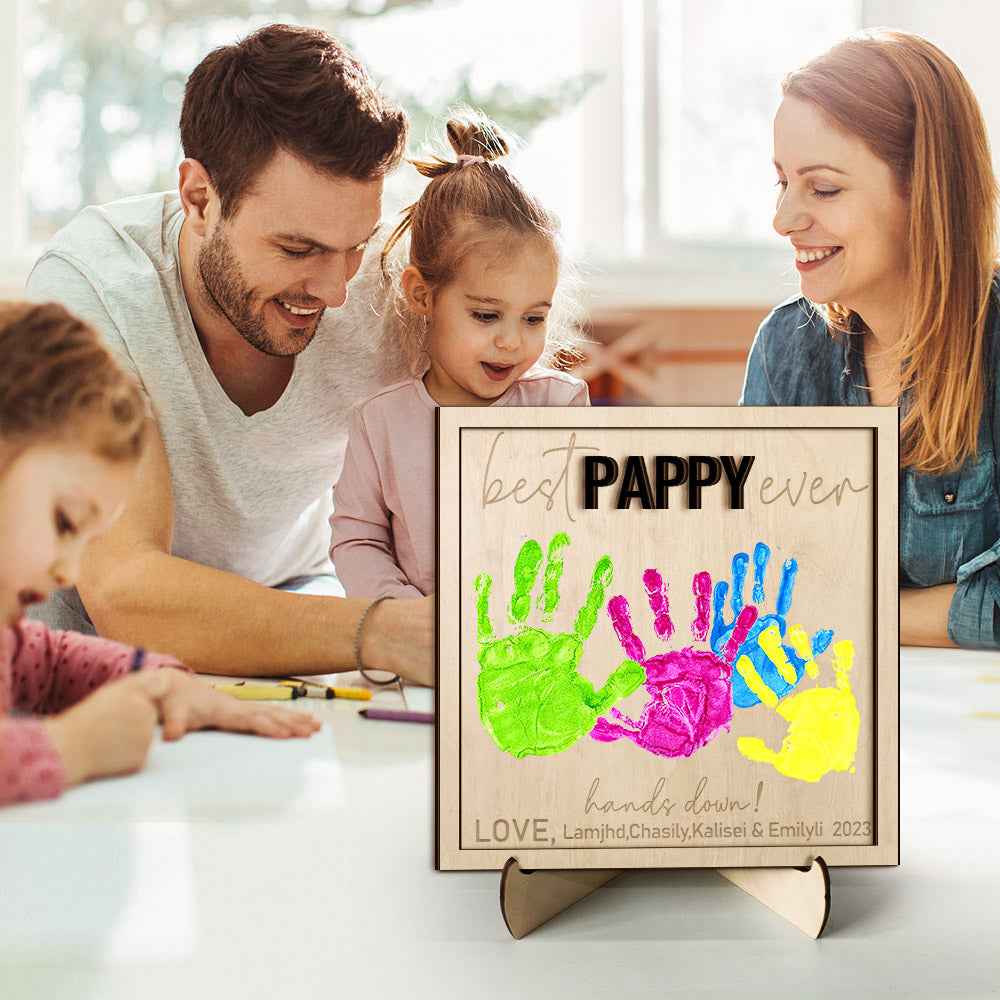 Custom Wooden Handprint Sign Personalized Father's Day DIY Hands Down Plaque Gifts