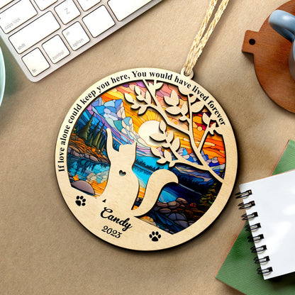 Personalised Pet Memorial Suncatcher - Custom Sympathy Gift for Loss of Cat
