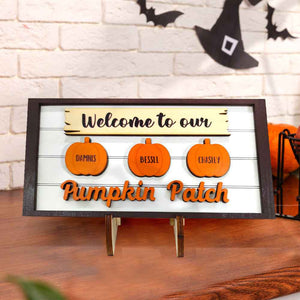 Custom Name Pumpkin Wooden Display Welcome to Our Pumpkin Patch Personalized Halloween Gift