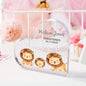 Lifestyle view of engraved acrylic heart ornament displayed in a nursery — personalised name and date keepsake