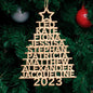 Assortment of handcrafted personalised wooden Christmas tree ornaments in star and heart shapes, eco-friendly custom name decorations for holiday gifting