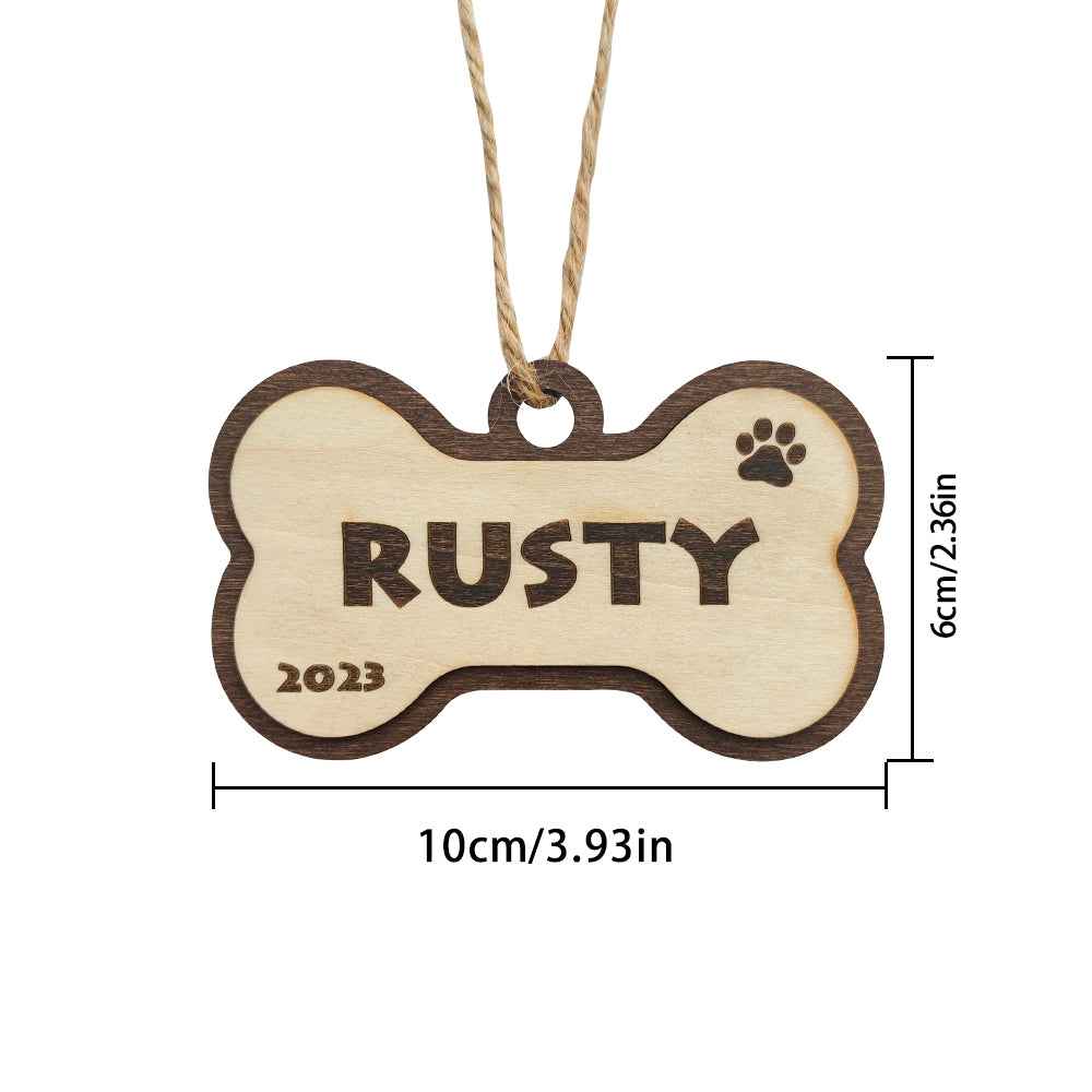 Personalized Dog Name Year Dog Bone Ornament Christmas Gift
