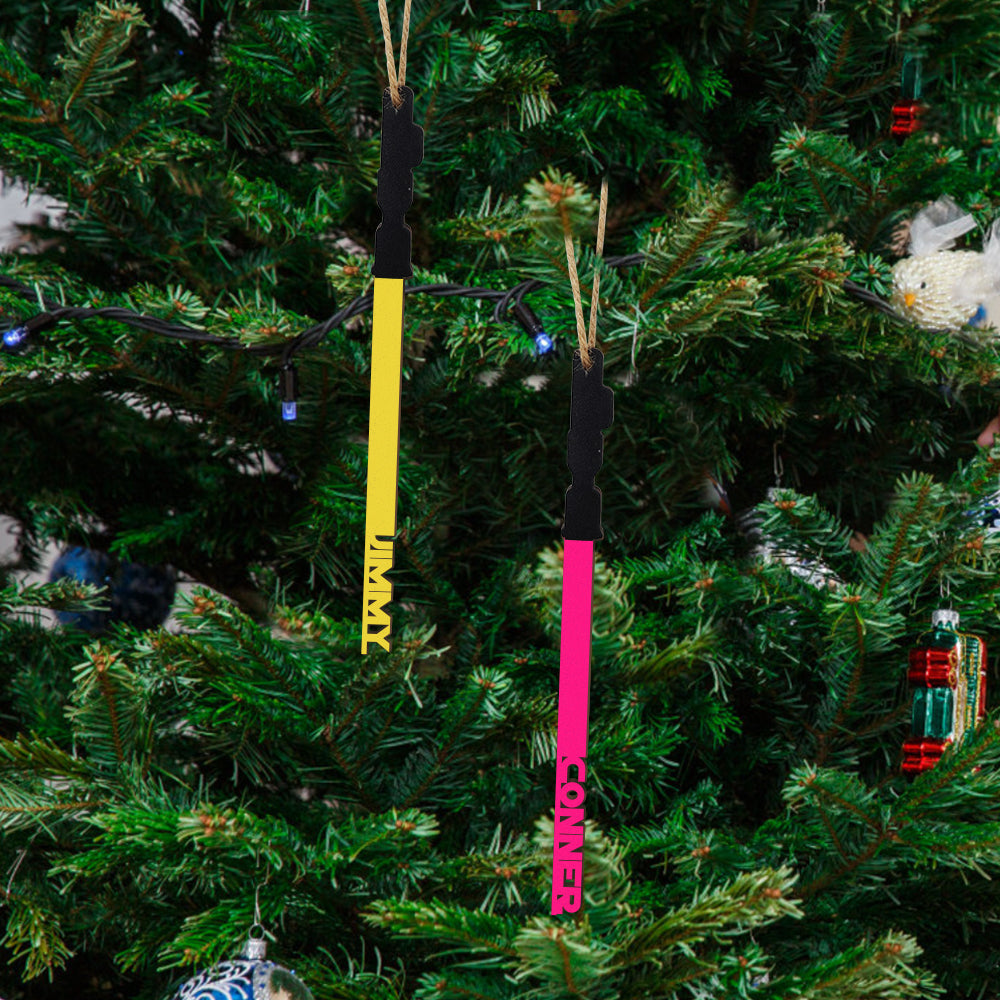 Personalised Lightsaber Christmas Ornament - Custom Family Name Wood Decoration