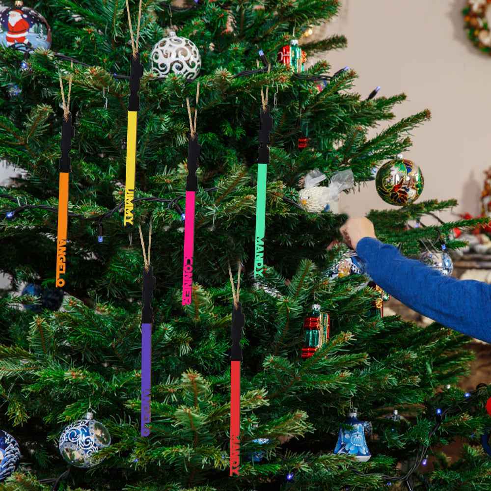 Personalized Christmas Lightsaber ornament Custom Family Member Name Unique Christmas Gifts
