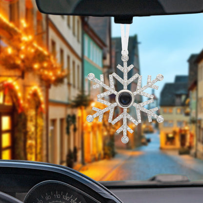 Close-up of projection pendant showing the photo lens projecting a loved one’s image — personalised photo memorial gift
