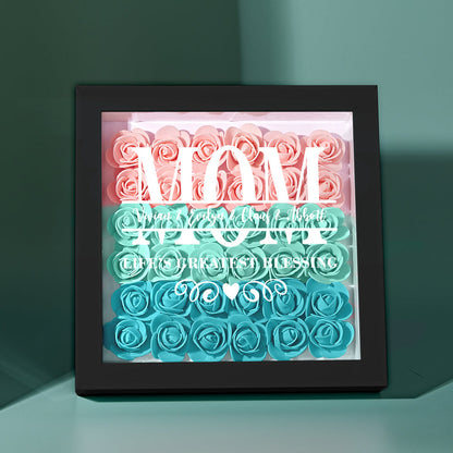 Personalised Flower Name Shadow Box Frame - Custom Mother's Day Gift