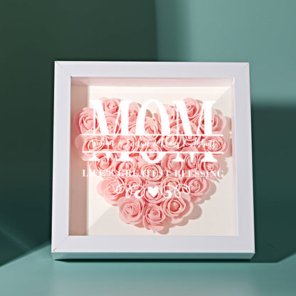 Personalised Flower Name Shadow Box Frame - Custom Mother's Day Gift