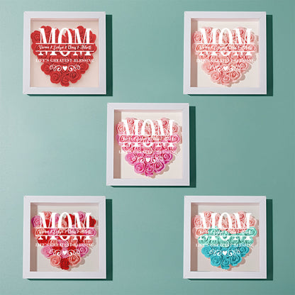 Personalised Flower Name Shadow Box Frame - Custom Mother's Day Gift