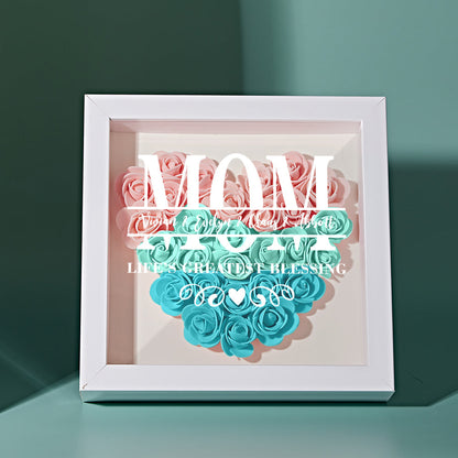 Personalised Flower Name Shadow Box Frame - Custom Mother's Day Gift