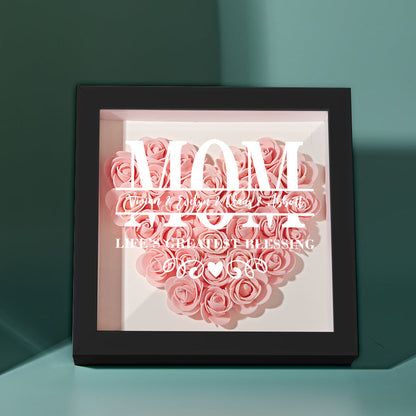 Personalised Flower Name Shadow Box Frame - Custom Mother's Day Gift