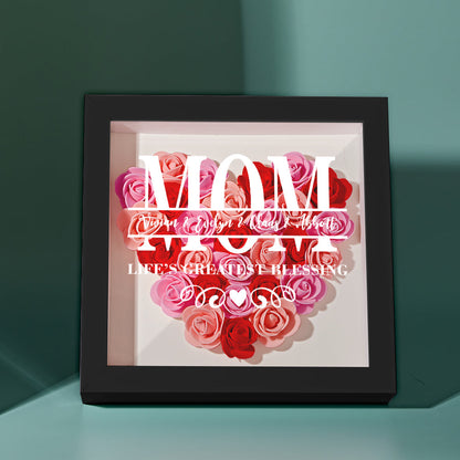 Personalised Flower Name Shadow Box Frame - Custom Mother's Day Gift
