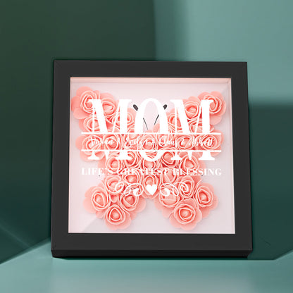 Personalised Flower Name Shadow Box Frame - Custom Mother's Day Gift