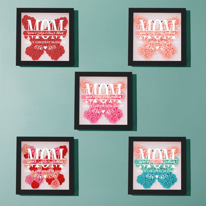 Personalised Flower Name Shadow Box Frame - Custom Mother's Day Gift