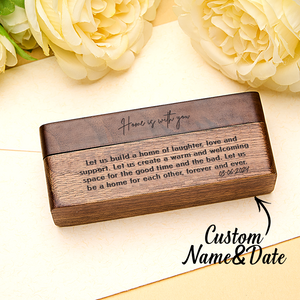 Personalized Engraved Wood Rings Bearer Box with Vow of Happiness Wedding Proposal Gift for Couple