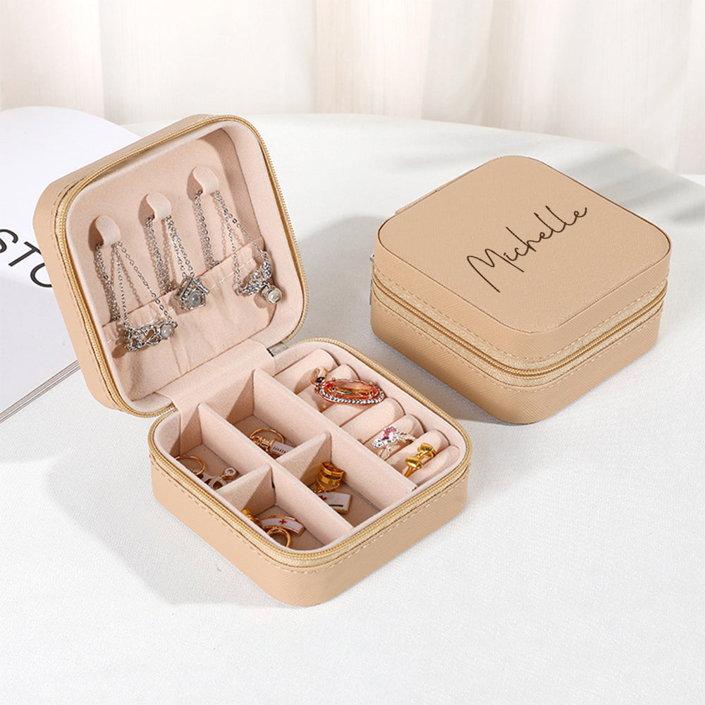 Personalised Name PU Leather Jewellery Box | Wedding Gift & Jewellery Organiser