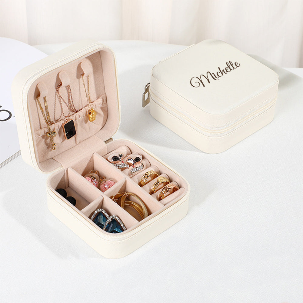 Personalised Name PU Leather Jewellery Box | Wedding Gift & Jewellery Organiser