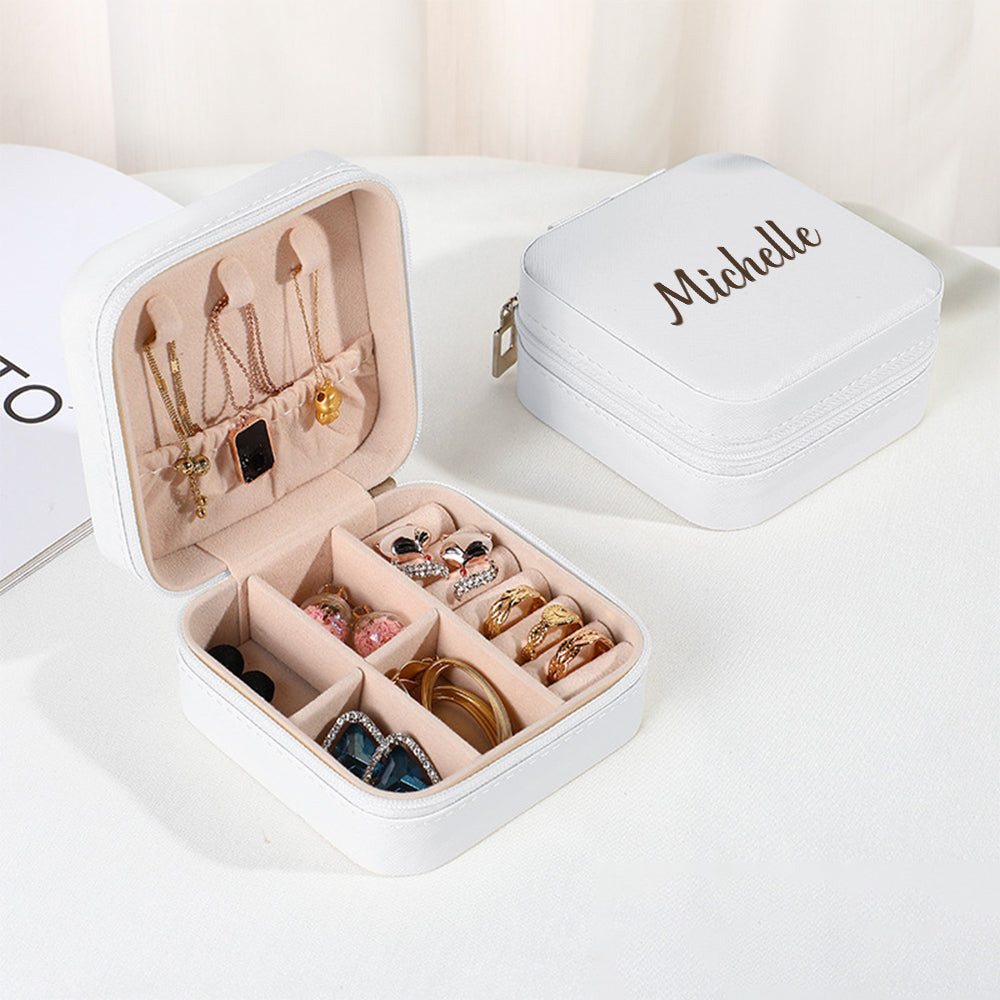 Personalised Name PU Leather Jewellery Box | Wedding Gift & Jewellery Organiser