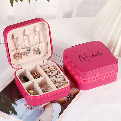Personalised Name PU Leather Jewellery Box | Wedding Gift & Jewellery Organiser