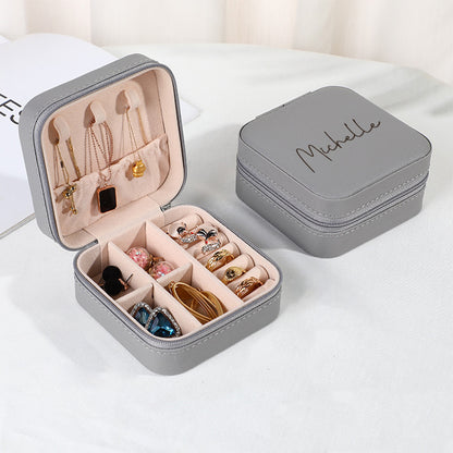Personalised Name PU Leather Jewellery Box | Wedding Gift & Jewellery Organiser