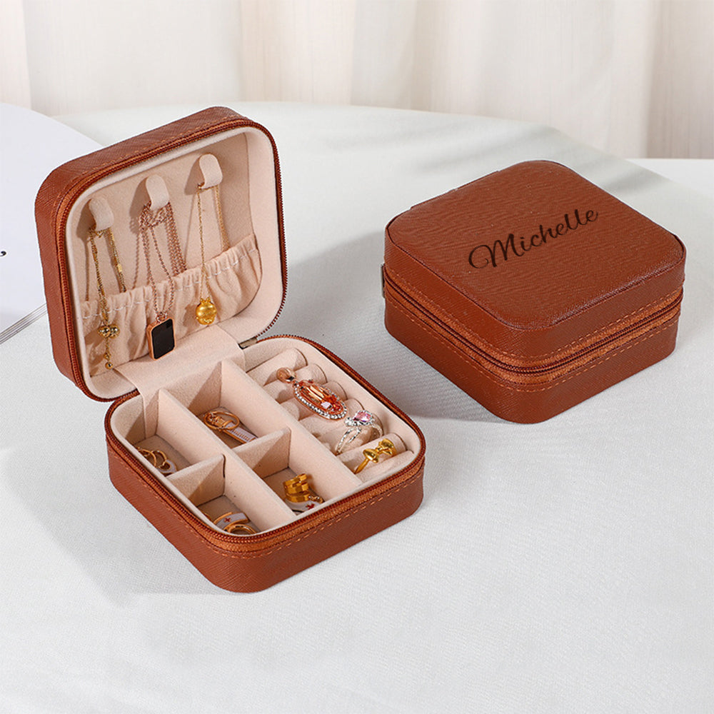 Personalised Name PU Leather Jewellery Box | Wedding Gift & Jewellery Organiser