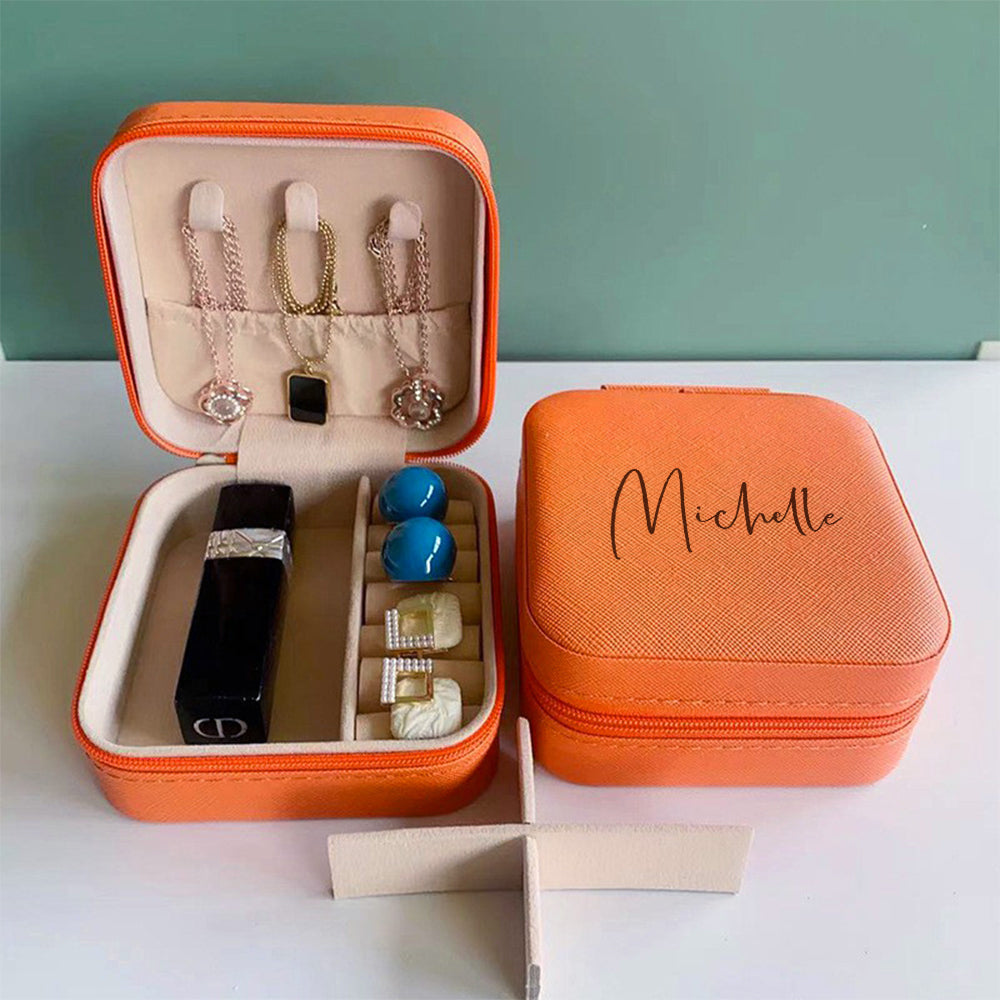 Personalised Name PU Leather Jewellery Box | Wedding Gift & Jewellery Organiser