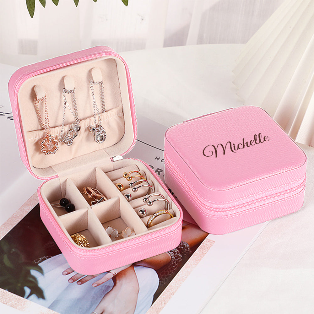 Personalised Name PU Leather Jewellery Box | Wedding Gift & Jewellery Organiser