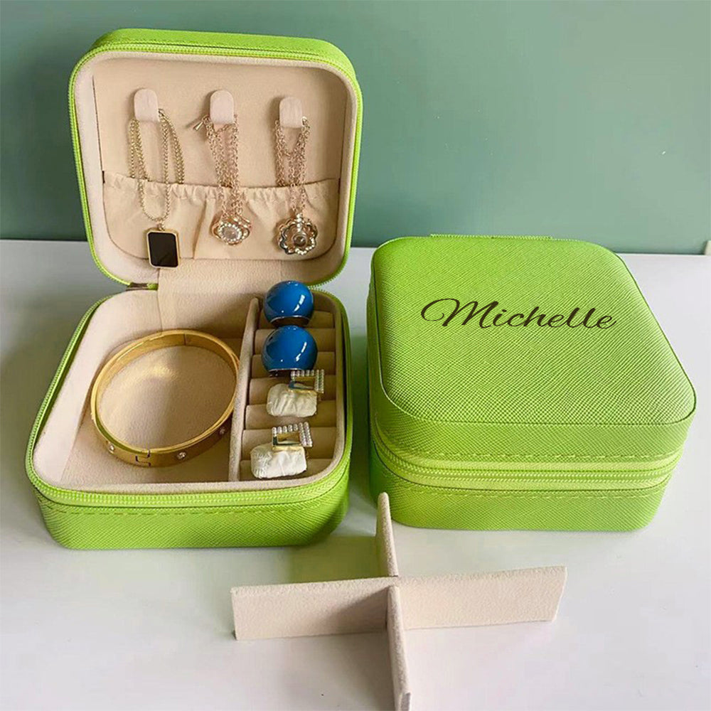 Personalised Name PU Leather Jewellery Box | Wedding Gift & Jewellery Organiser