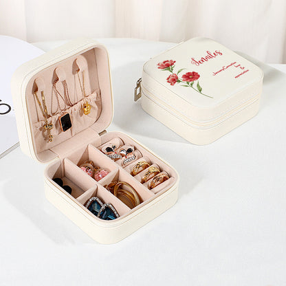 Personalised Birth Flower Leather Jewellery Box | Bridesmaid Gift