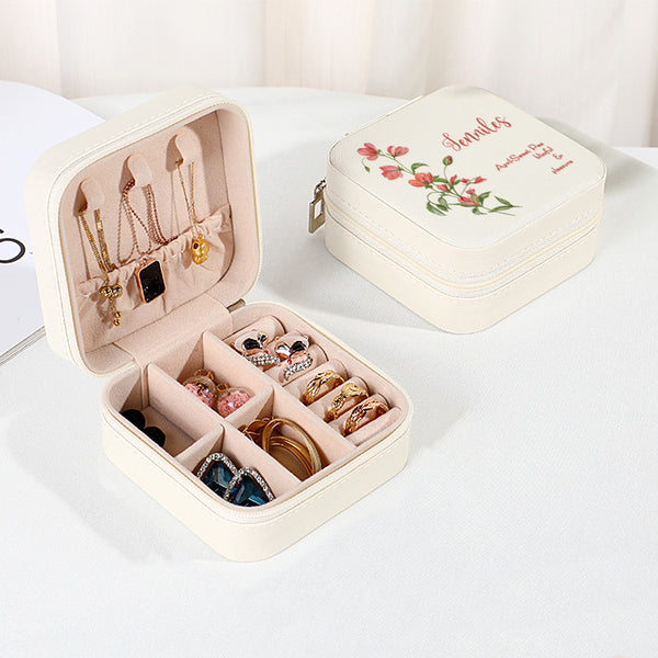 Personalised Birth Flower Leather Jewellery Box | Bridesmaid Gift