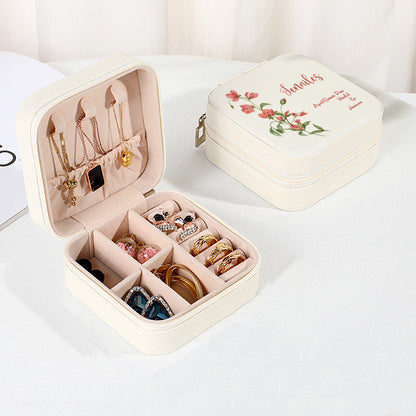 Personalised Birth Flower Leather Jewellery Box | Bridesmaid Gift