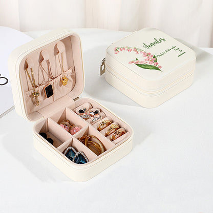 Personalised Birth Flower Leather Jewellery Box | Bridesmaid Gift