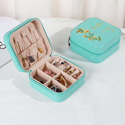 Personalised Birth Flower Leather Jewellery Box | Bridesmaid Gift