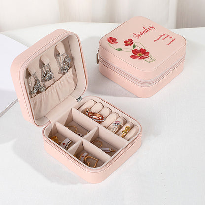 Personalised Birth Flower Leather Jewellery Box | Bridesmaid Gift