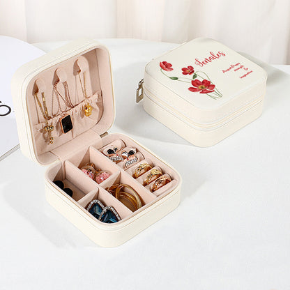 Personalised Birth Flower Leather Jewellery Box | Bridesmaid Gift