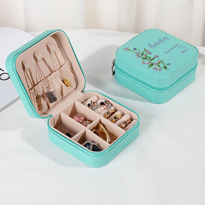 Personalised Birth Flower Leather Jewellery Box | Bridesmaid Gift