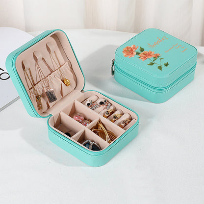 Personalised Birth Flower Leather Jewellery Box | Bridesmaid Gift