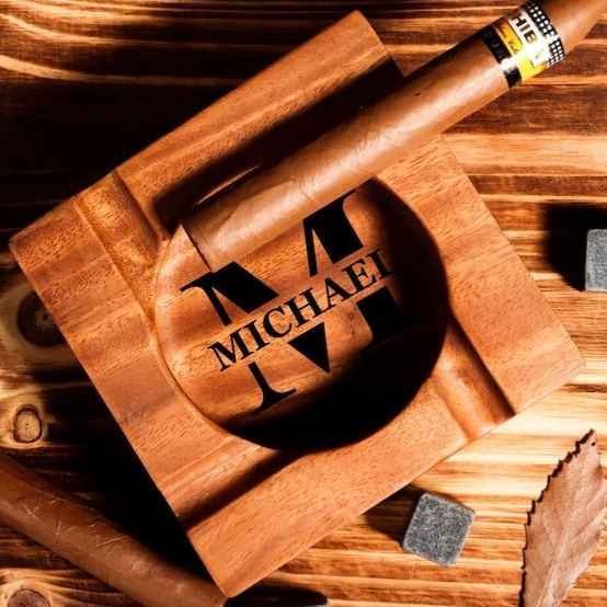 Personalized Name Ashtray with Monogram & Name Custom Gift for Smokers Father's Day Gift for Him