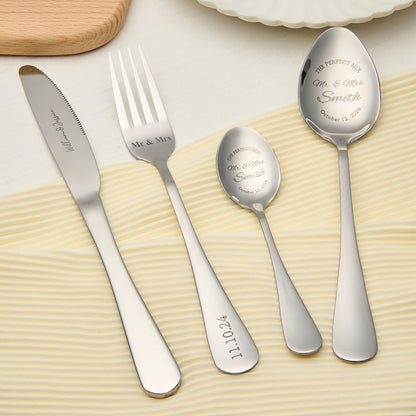 Personalised Mr & Mrs Wedding Forks Set - Engraved Wedding Tableware Gift